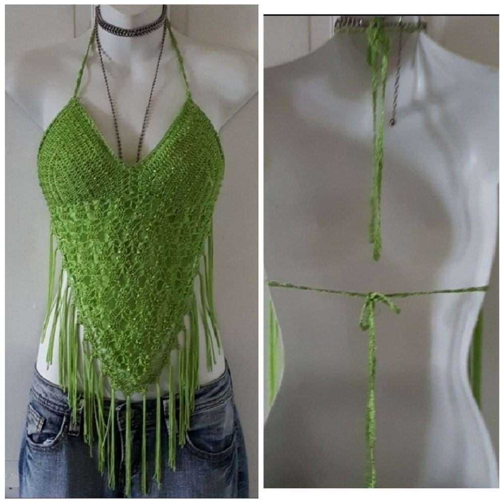 Exquisite Fringe sequins halter top